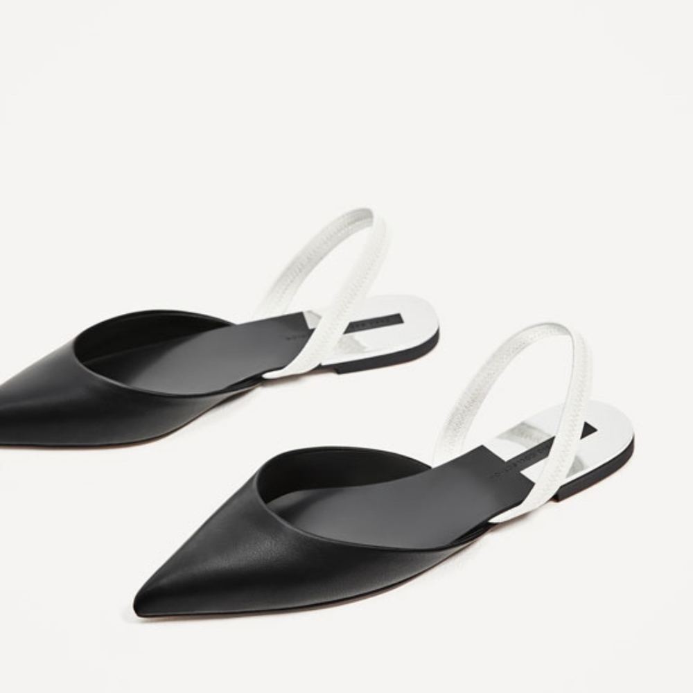 NWT Zara Colorblock Flat Slingback Flats Shoes - Picture 3 of 5